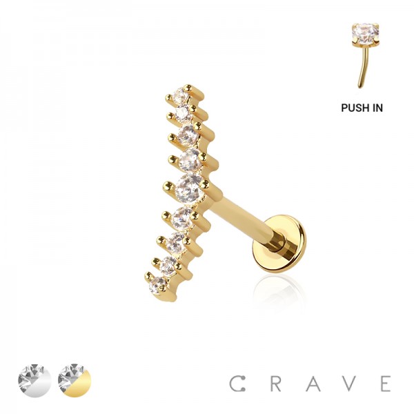 MULTI CZ ROUND GEM FAN THREADLESS (PUSH IN) 316L SURGICAL STEEL LABRET SET MULTI CZ ROUND GEM FAN THREADLESS (PUSH IN) 316L SURGICAL STEEL LABRET SET